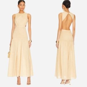 SNDYS Everyday Revolve Lottie Dress Cotton Open Back Maxi Dress Size Medium